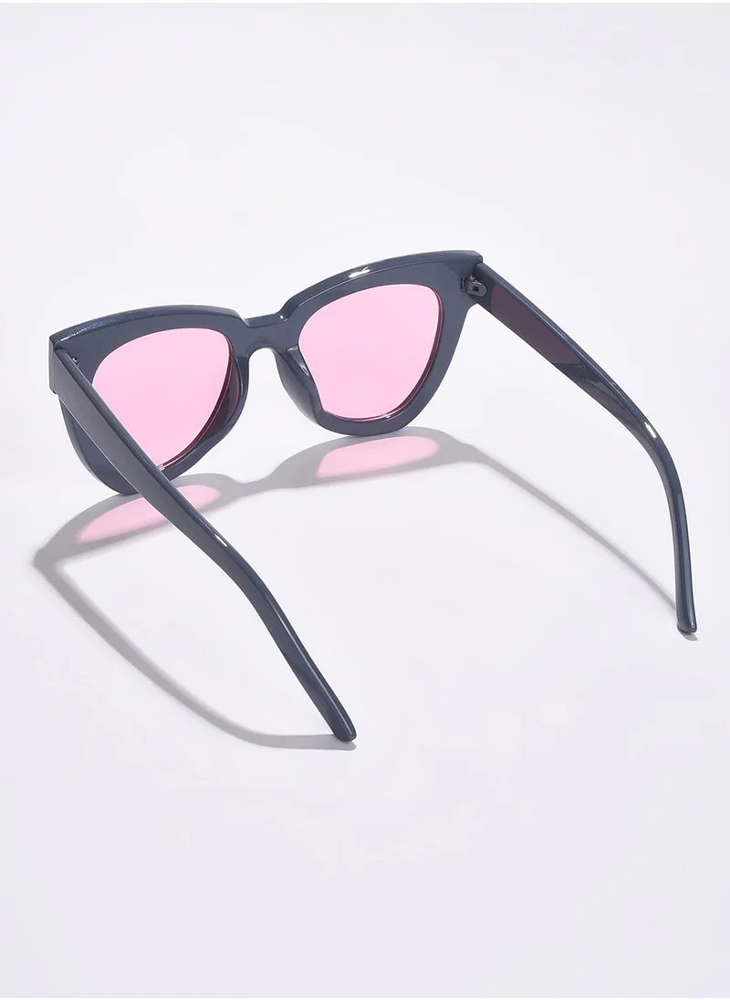 Haute Sauce Pink Lens Black Cateye Sunglasses