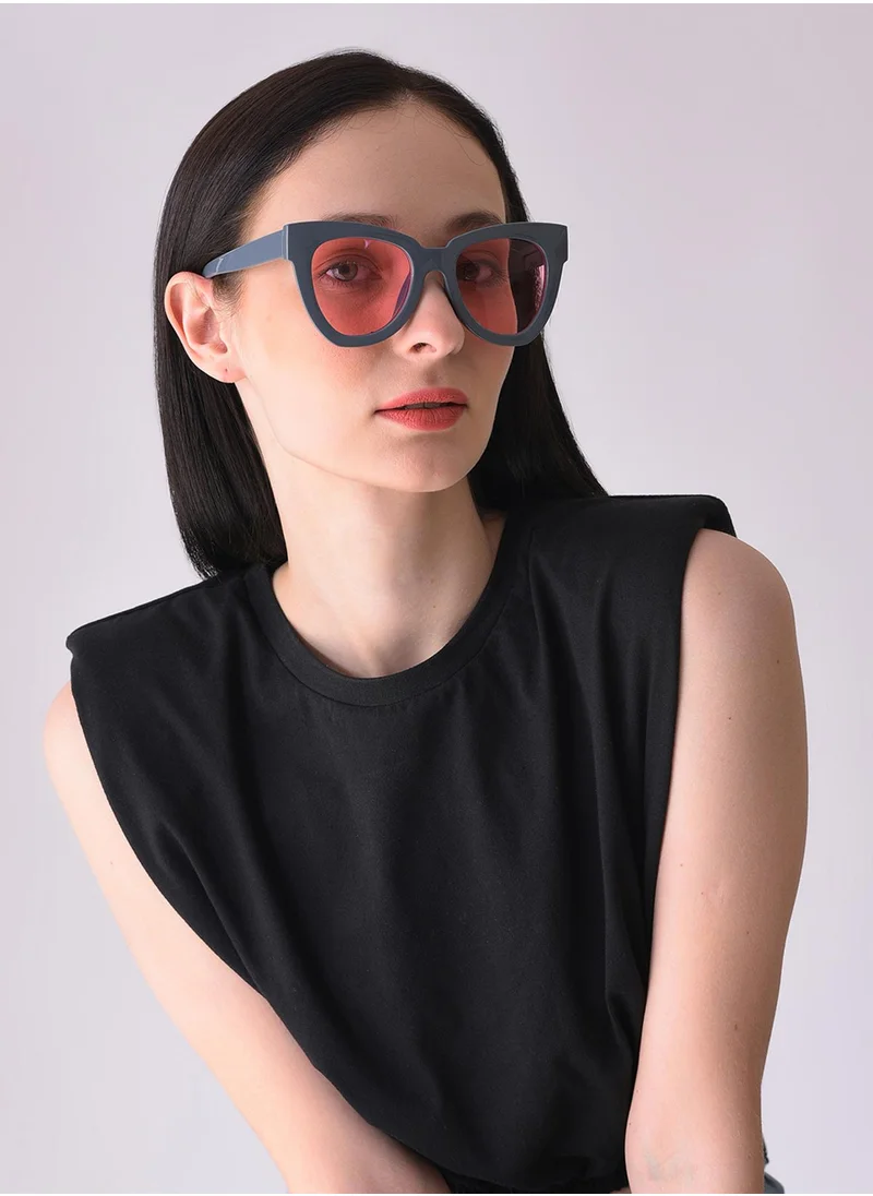 Haute Sauce Pink Lens Black Cateye Sunglasses