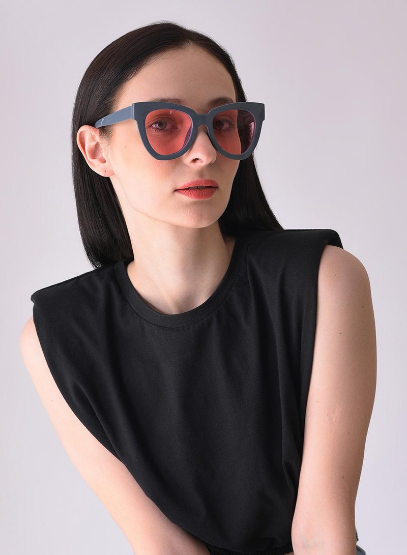 Pink Lens Black Cateye Sunglasses