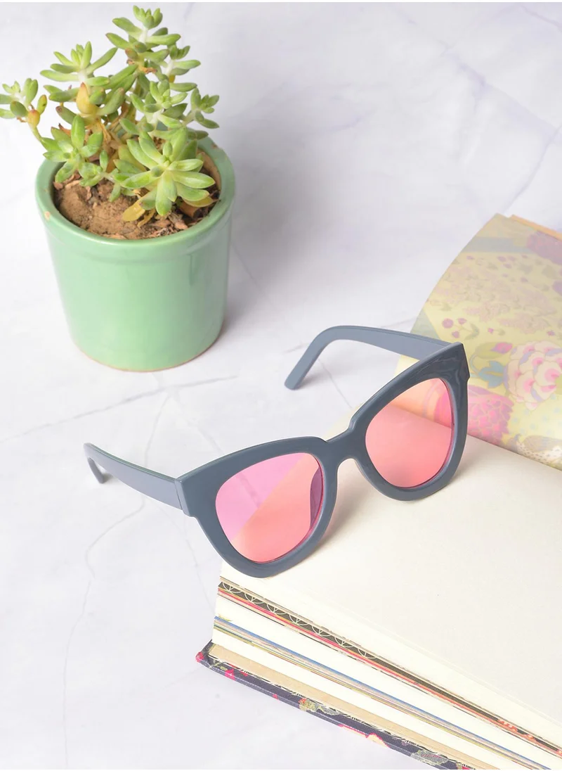 Haute Sauce Pink Lens Black Cateye Sunglasses