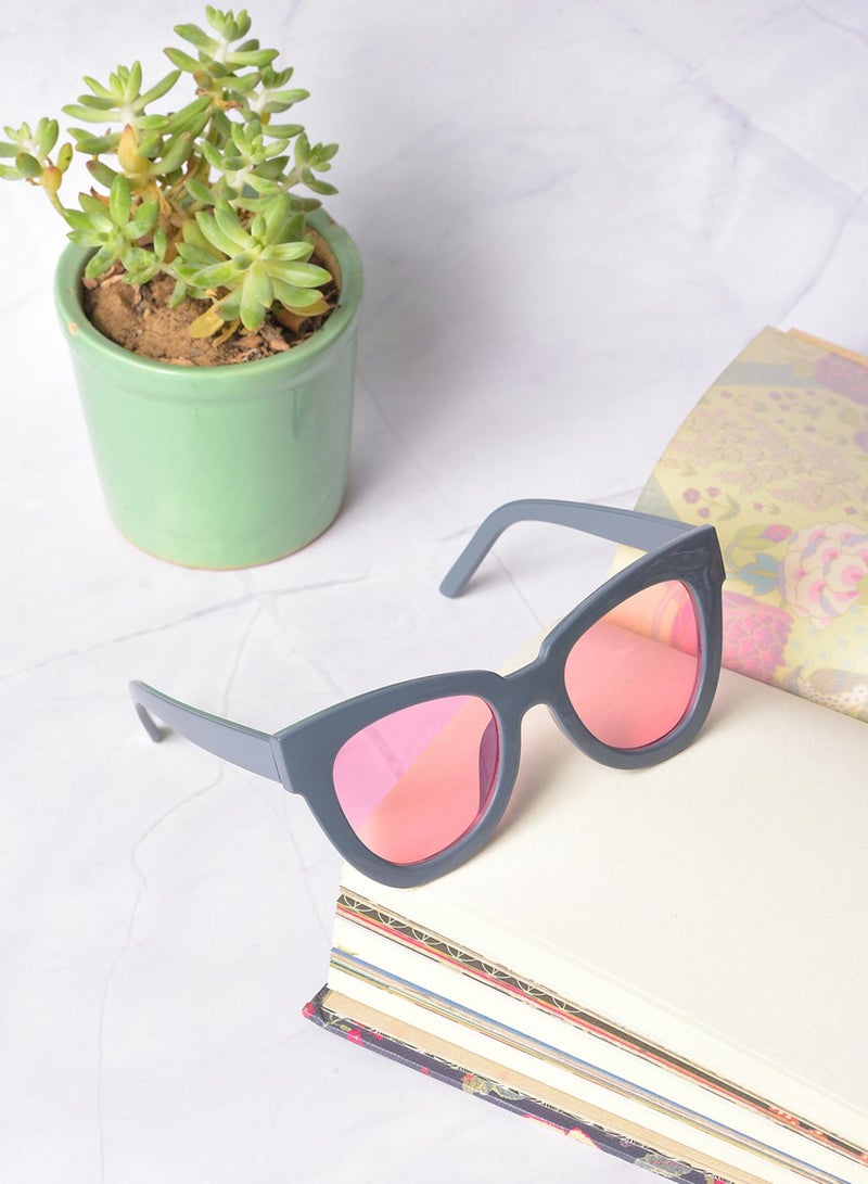 Pink Lens Black Cateye Sunglasses