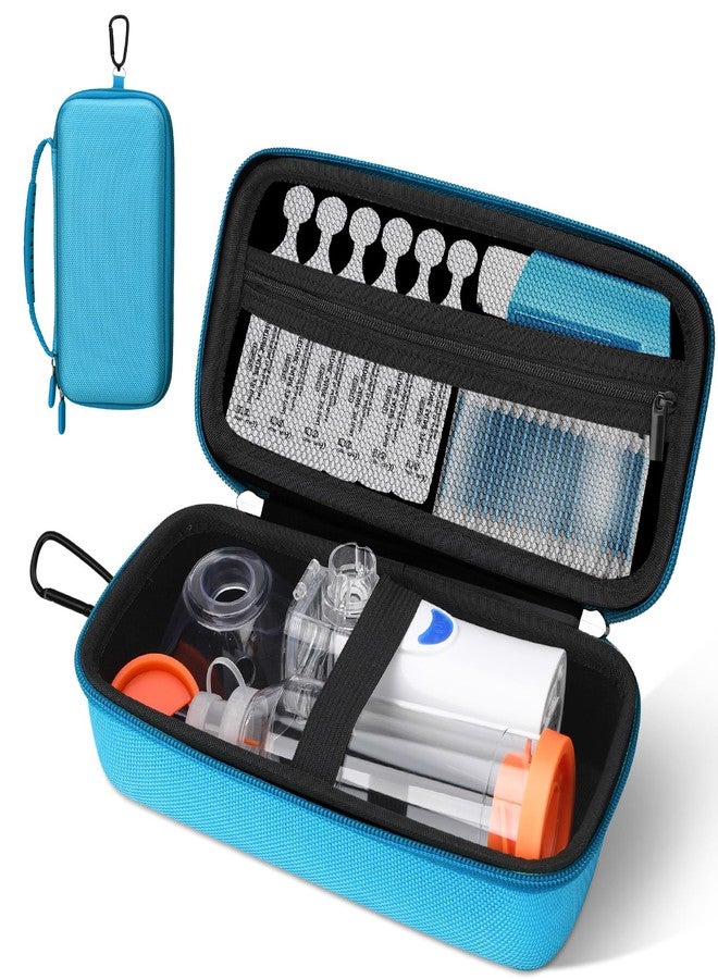 WFDL Asthma Inhaler & Nebulizer Travel Case - Waterproof Organizer with Mesh Pockets | Lightweight Medical Bag for Adults/Kids (Case Only, Blue - Image 1