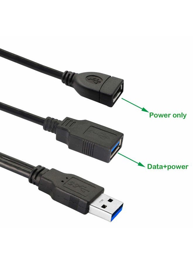 GINTOOYUN - USB 3.0 Splitter Cable,USB Type A 3.0 Male to 3.0 Female and 2.0 Female Y Extension Splitter Cable for PC,Laptop,Length 30cm - Image 1