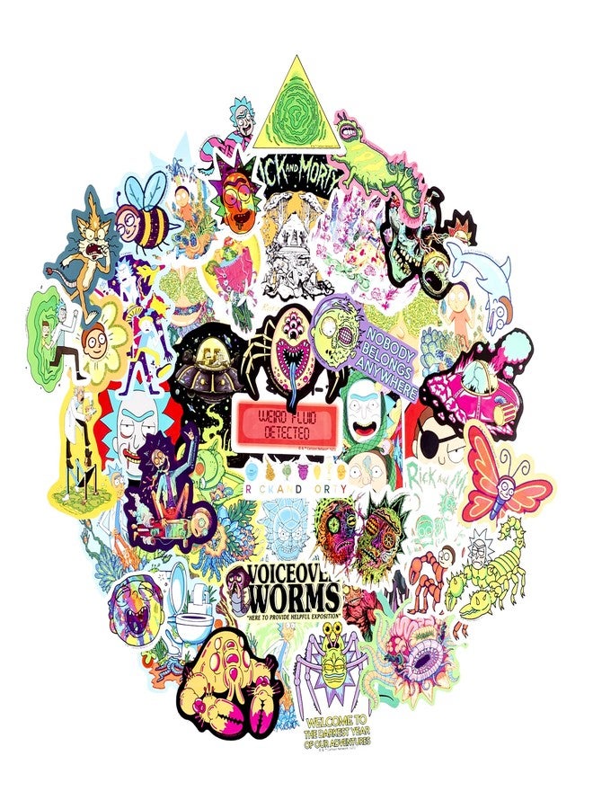 Conquest Journals World of Rick and Morty Vinyl Sticker Pack, 50 Unique Stickers, Officially Licensed, Waterproof and Scratch Resistant, Great for All Your Gadgets - Image 1