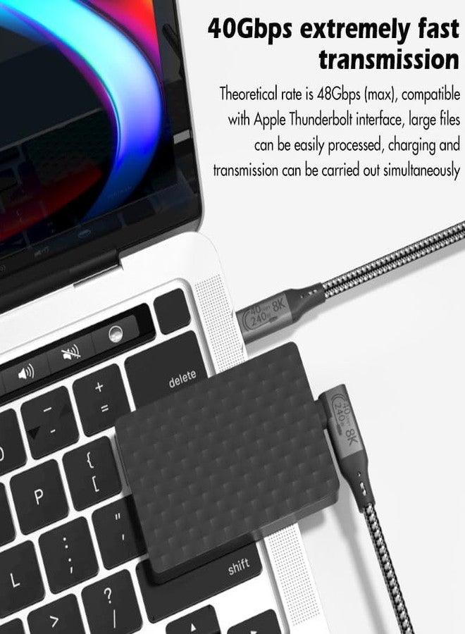 Vebner 1-Foot USB4 Cable Compatible with Thunderbolt 3, Thunderbolt 4 and USB-C - Supports 8K HD Display, 40gbps Data Transfer, 240W Charging - 90-Degree Right Angle USB-C - Image 2