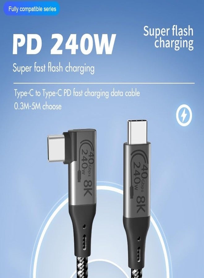 Vebner 1-Foot USB4 Cable Compatible with Thunderbolt 3, Thunderbolt 4 and USB-C - Supports 8K HD Display, 40gbps Data Transfer, 240W Charging - 90-Degree Right Angle USB-C - Image 4
