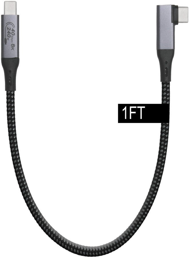Vebner 1-Foot USB4 Cable Compatible with Thunderbolt 3, Thunderbolt 4 and USB-C - Supports 8K HD Display, 40gbps Data Transfer, 240W Charging - 90-Degree Right Angle USB-C - Image 1