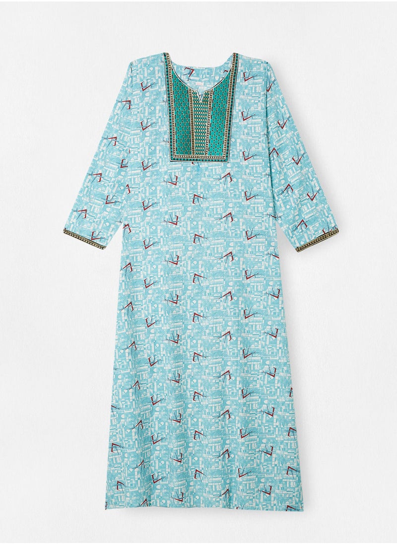 HANA & SARA - All-Over Printed Jalabiya - Image 1