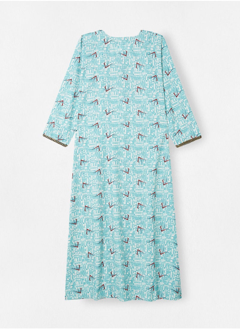 HANA & SARA - All-Over Printed Jalabiya - Image 1