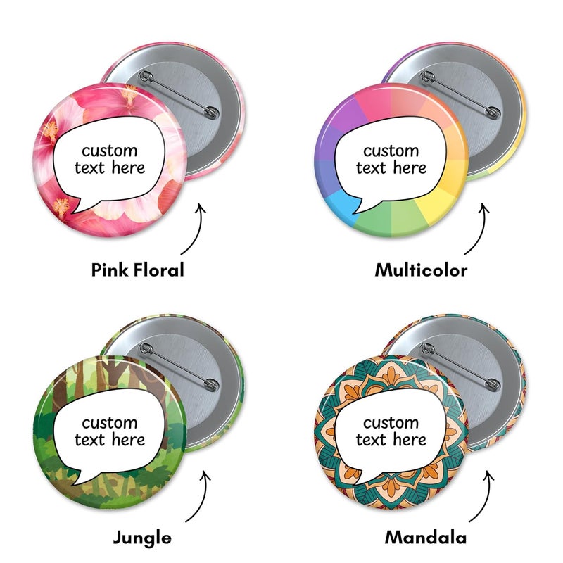 Gogirgit Custom Text Pin Badge - Choose your own colour, theme and wording | 2.28 Inch Round Pin Back Button Badge - Image 3