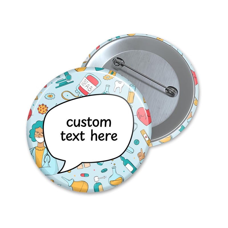 Gogirgit Custom Text Pin Badge - Choose your own colour, theme and wording | 2.28 Inch Round Pin Back Button Badge - Image 1
