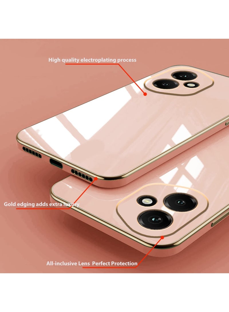 Compatible with Honor 400 cover, smooth veneer gold plated chrome, pink Thin and smooth shock-proof full protection Honor 400 case -pink  - Image 4