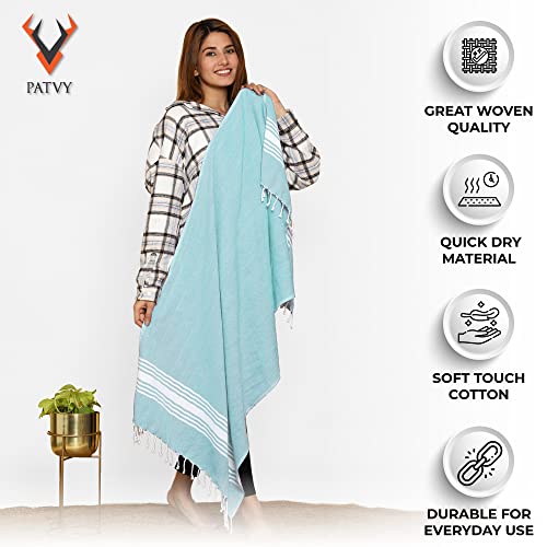 PATVY Bath Towels| Light Weight Turkish Style Bath Towels for Men Large Size Cotton|75 x 150cm Quick Absorption &Faster Drying Bath Towel for Women| 100% Cotton (Pack of 1, Water Green) - Image 2