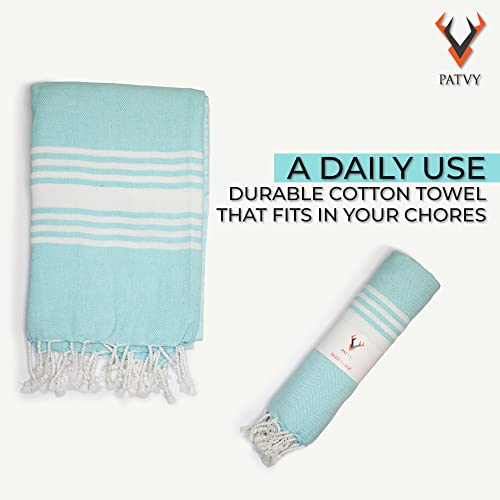 PATVY Bath Towels| Light Weight Turkish Style Bath Towels for Men Large Size Cotton|75 x 150cm Quick Absorption &Faster Drying Bath Towel for Women| 100% Cotton (Pack of 1, Water Green) - Image 4