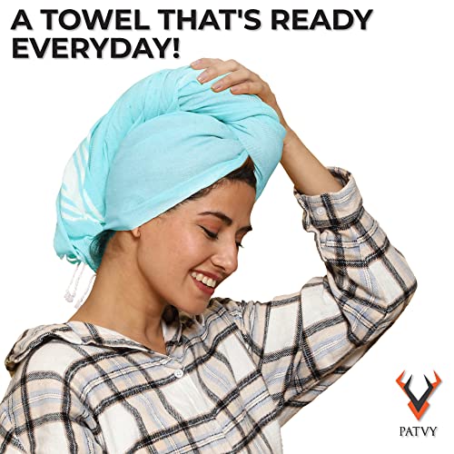 PATVY Bath Towels| Light Weight Turkish Style Bath Towels for Men Large Size Cotton|75 x 150cm Quick Absorption &Faster Drying Bath Towel for Women| 100% Cotton (Pack of 1, Water Green) - Image 5