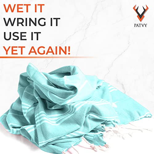 PATVY Bath Towels| Light Weight Turkish Style Bath Towels for Men Large Size Cotton|75 x 150cm Quick Absorption &Faster Drying Bath Towel for Women| 100% Cotton (Pack of 1, Water Green) - Image 3
