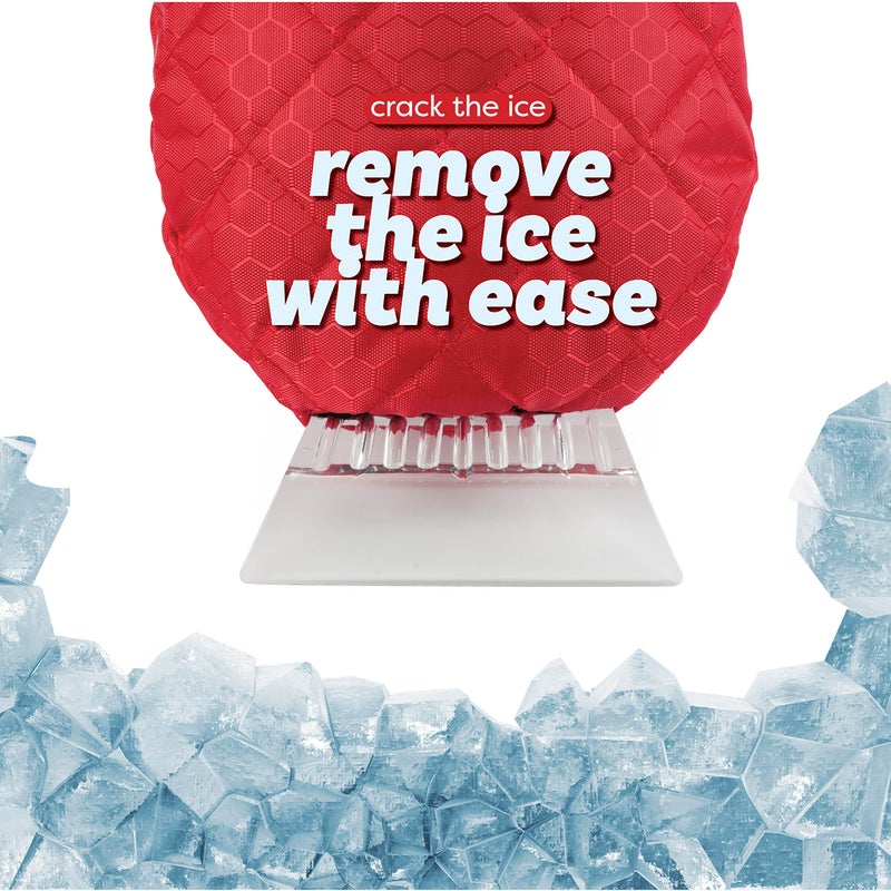 SCRUBIT Ice Scraper with Glove - Car Windshield Scraper for Ice and Snow w/Fleece Mitt - Quickly Scrape and Remove Snow While Staying Warm - Waterproof & Windproof - Car Scraper Snow Brush (Red) - Image 2