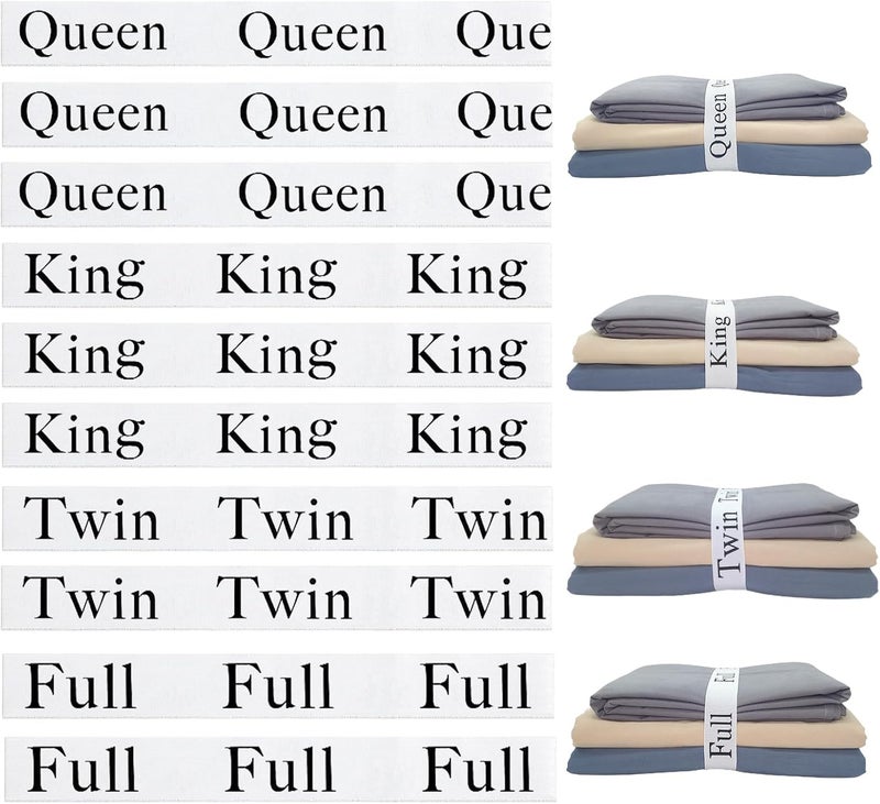 Maletnd 10 Pieces Bed Sheet Organizer Bands, Sheet Organizers and Storage Label Bands, Sheets Organizer for Closet, Sheet Label for Bedding, Sheet Keepers Linen Labels Bedding Bands (White, Mix 10Pcs) - Image 1