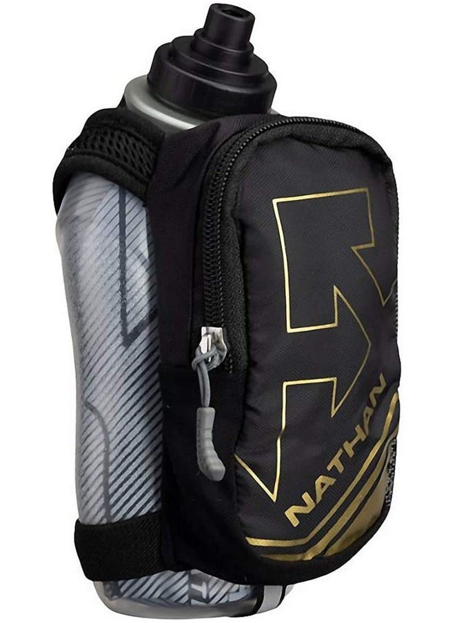 NATHAN - Speeddraw Plus Insulated Flask Handheld Running Water Bottle. Grip Free For Runners Hiking Etc. (Black/Metallic Gold) - Image 1