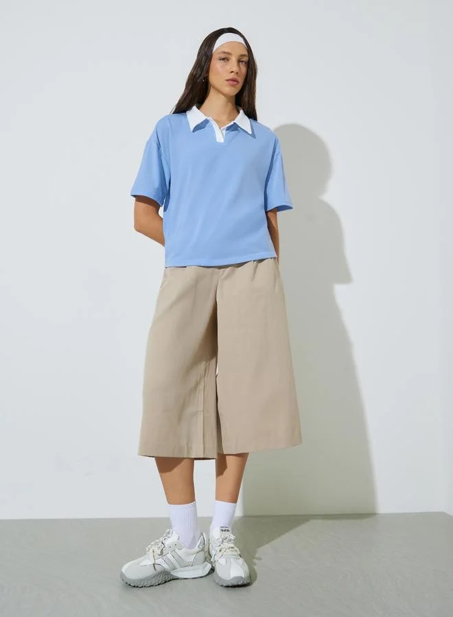 ستايلي Blue Contrast Trim Regular Fit Polo T-Shirt