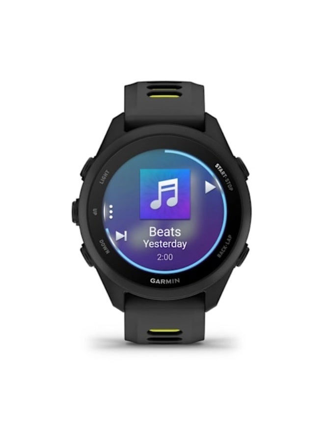 GARMIN Forerunner 170 MUSIC - 43mm - Black/Amp Yellow - Up to 10 Days of Battery Life - 1.2” AMOLED Display, Chemically-strengthened glass, Heart Rate Monitor, All day stress monitor, Gps tracking, Music on your Wrist, iOS and Android compatible Black/Amp Yellow - Image 2