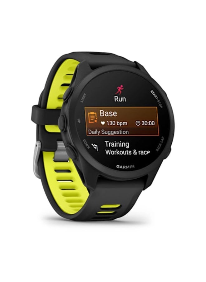 GARMIN Forerunner 170 MUSIC - 43mm - Black/Amp Yellow - Up to 10 Days of Battery Life - 1.2” AMOLED Display, Chemically-strengthened glass, Heart Rate Monitor, All day stress monitor, Gps tracking, Music on your Wrist, iOS and Android compatible Black/Amp Yellow - Image 3