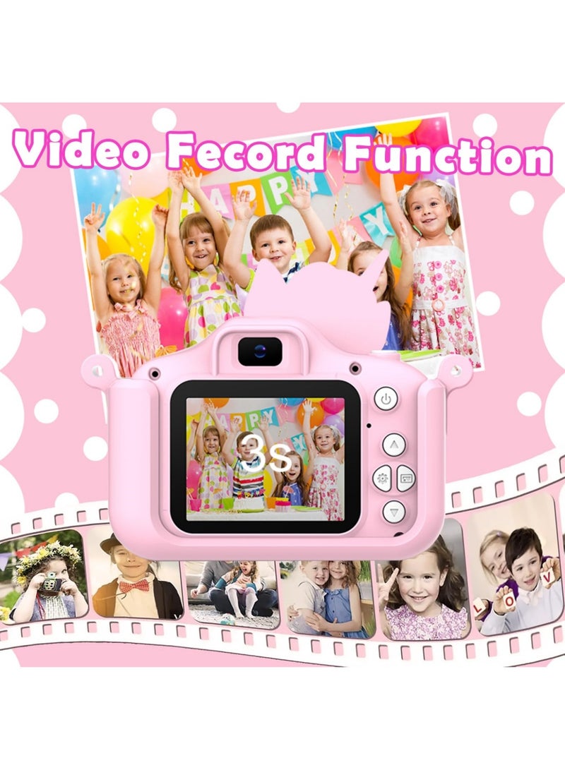 OasisLink Kids Toy Camera, Digital Camera for Toddlers, Portable Digital Camera with Video, for Boys and Girls Aged 3-12, Christmas Birthday Gift for Kids, with 32G SD Card and USB Reader (Pink-Unicorn)  - Image 3