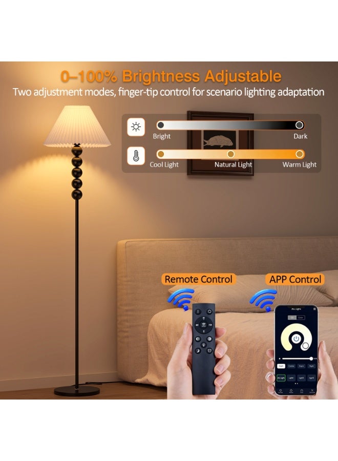 Castlery Vintage Pleated Floor Lamp with Remote Control, Dimmable Standing Lamp for Living Room, 3 Color Temperatures,Timer& Night Light Function, LED Tall Floor Light for Bedroom Home Decor - Image 5