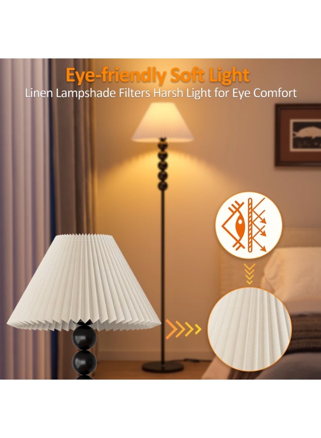 Castlery Vintage Pleated Floor Lamp with Remote Control, Dimmable Standing Lamp for Living Room, 3 Color Temperatures,Timer& Night Light Function, LED Tall Floor Light for Bedroom Home Decor - Image 3