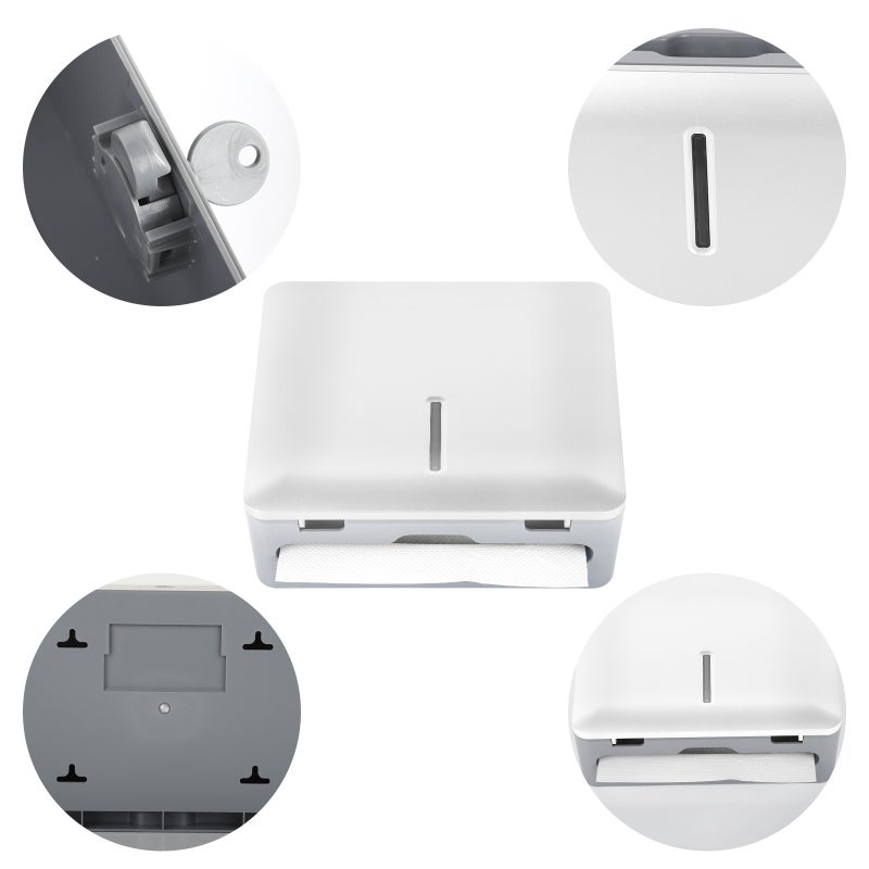 Touchless Paper Towel Dispenser Wall Mount White: Lock Or Press Open Design - Visual Window For Paper Level Check - Arc Paper Outlet For Smooth Jam-free Dispensing For Commercial Use - Image 3
