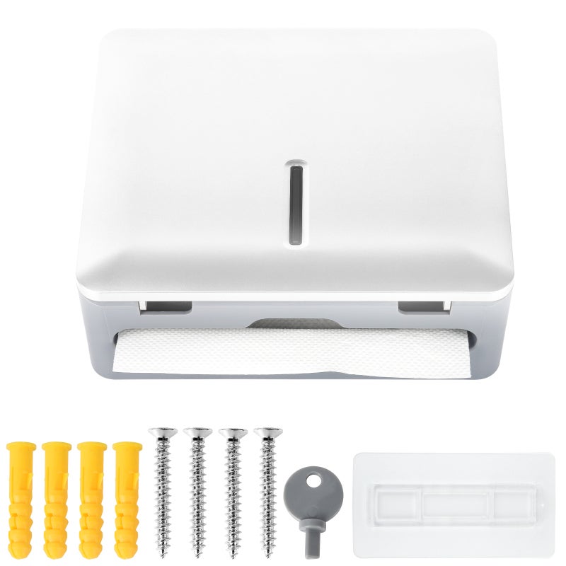 Touchless Paper Towel Dispenser Wall Mount White: Lock Or Press Open Design - Visual Window For Paper Level Check - Arc Paper Outlet For Smooth Jam-free Dispensing For Commercial Use - Image 1