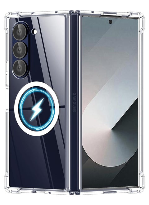 Case for Samsung Galaxy Z Fold 6 Clear Case, Compatible with Mag Safe Transparent Shockproof Protection Yellowing Resistant Magnetic Phone Case for Galaxy Z Fold 6 5G