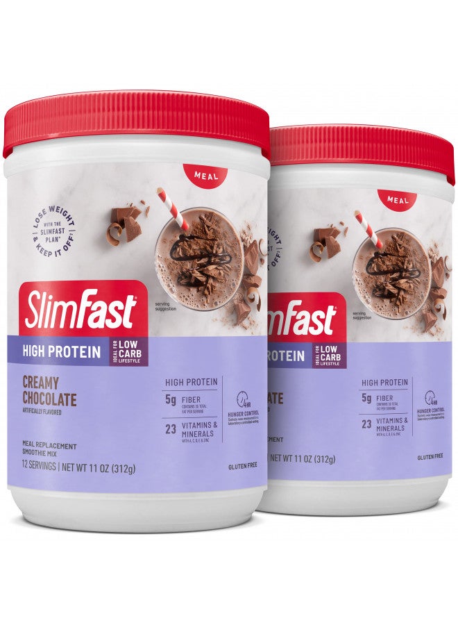 SlimFast SlimFast High Protein Meal Replacement Shake Powder, 24 Servings, Advanced Nutrition Smoothie Mix, Digestive Support, Gluten Free, Creamy Chocolate, 20g of Protein (Packaging May Vary) - Image 2