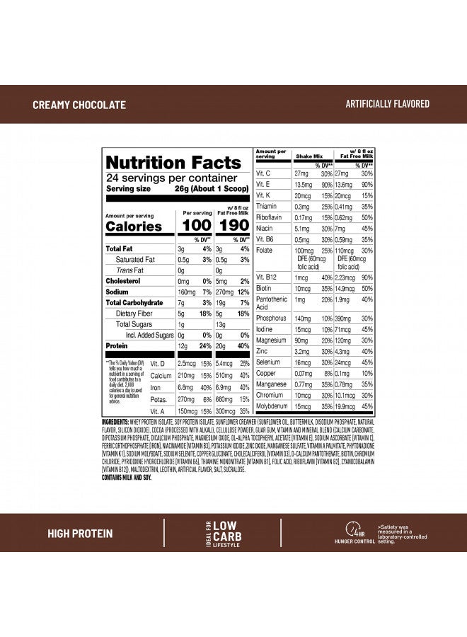 SlimFast SlimFast High Protein Meal Replacement Shake Powder, 24 Servings, Advanced Nutrition Smoothie Mix, Digestive Support, Gluten Free, Creamy Chocolate, 20g of Protein (Packaging May Vary) - Image 4