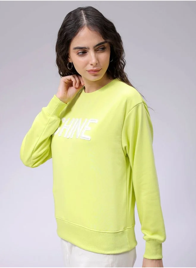 Freehand Women Relaxed Fit Typographic Crewneck Sweatshirt