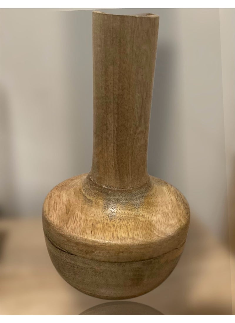 ماركة غير محددة - تحفه فنية جميلية ريفية عبارة عن حامل شمعدان و ممكن ايضا تصبح مزهرية صناعة يدوية تحفة من خشب الكروي لون بني البيج صناعة هندية يدوية طول الشمعدان 16 سم - Image 1