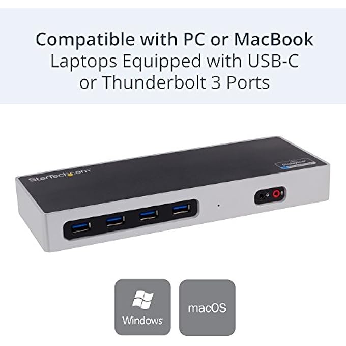 Startech.com .COM USB-C AND USB-A DOCK - DUAL MONITOR 4K 60HZ DOCK DISPLAYPORT + HDMI - HYBRID USB 3.0 DOCKING STATION FOR USB-C/USB-A LAPTOPS - 6X USB TYPE A, GBE - USB 3.1 GEN 1 - MAC/WINDOWS (DK30A2DH) - Image 2
