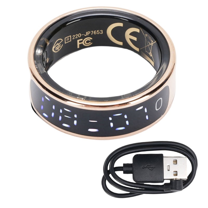 حلقة ذكية بشاشة عرض - حلقة تتبع النوم - حلقة لياقة بدنية مقاومة للماء - التحكم بالإيماءات - عد الخطوات - ذهب - رقم التعريف 19 مم - Image 1