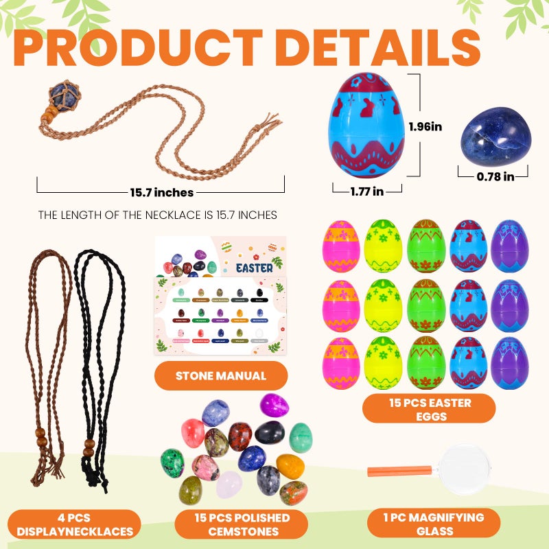 MGparty 15 Pack Prefilled Easter Eggs with Gemstones, Filled Easter Eggs for Kids Boys Girls, Easter Egg Fillers, Basket Stuffers, Egg Hunt Prizes, Classroom Party Favors, Easter Toys - Image 3