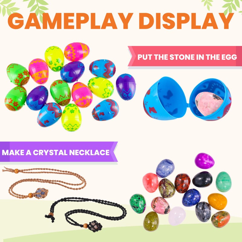 MGparty 15 Pack Prefilled Easter Eggs with Gemstones, Filled Easter Eggs for Kids Boys Girls, Easter Egg Fillers, Basket Stuffers, Egg Hunt Prizes, Classroom Party Favors, Easter Toys - Image 4