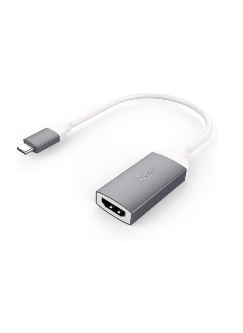 j5create - Usb Type-C-To-4K Hdmi Video Adapter Grey/White - Image 1