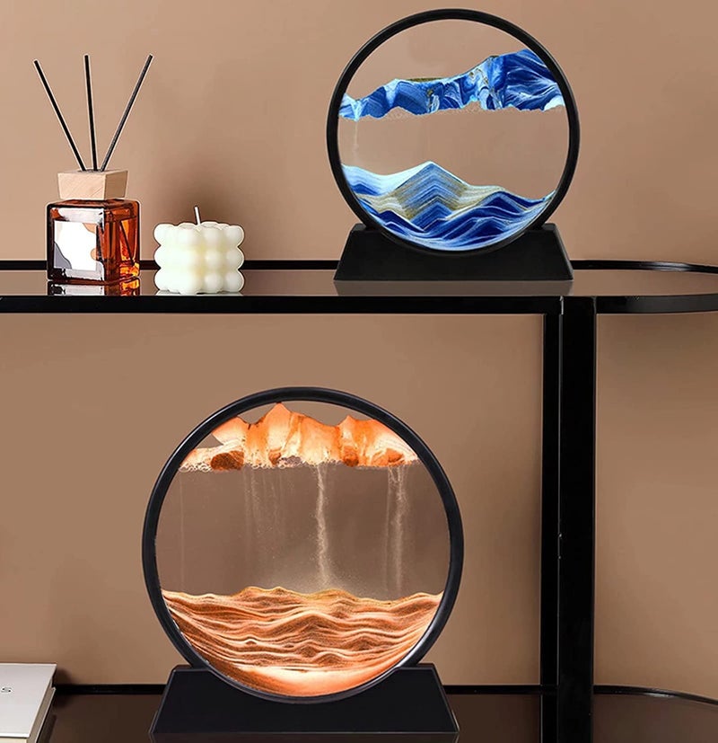 SAJAG Moving Sand Art Picture Glass Liquid Painting 3D Natural Landscape showpieces for Home Decor Antique Gifts for Kids Office Desktop Decoration Desk Table Decorative Items - Image 2