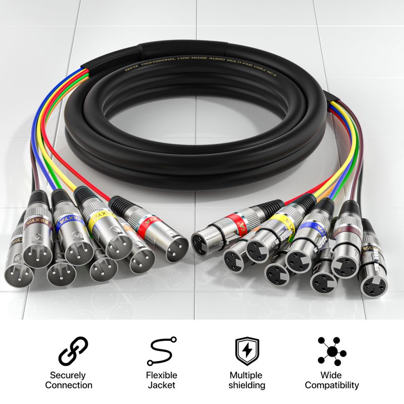 EBXYA 10ft 8 Channel XLR Snake Cables - 8 Colored XLR Male to Female Snake Cable for Live, Recording, Studios - Image 2