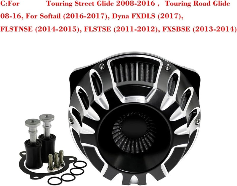 DEMULAX Motorcycle CNC Chrome Air Cleaner Intake Filter - Image 2