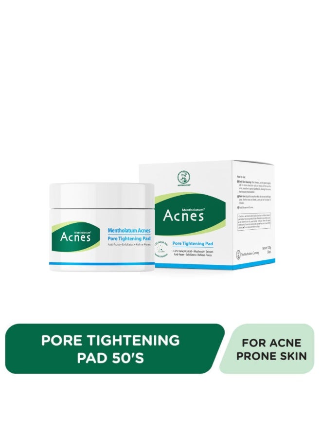 Mentholatum Acnes Pore Tightening Pads 50 Pieces, Salicylic Acid Facial Exfoliating Pads for Pores and Excess Oil, Hydrating & Soothing Acne-Prone Skin Care - Image 2