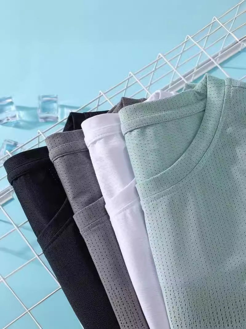 Ice Silk T-Shirt Quick-Drying Men'S Short-Sleeved Breathable Cool Mesh T-Shirt Fitness Casual Top What To Wear In Summer - Image 4