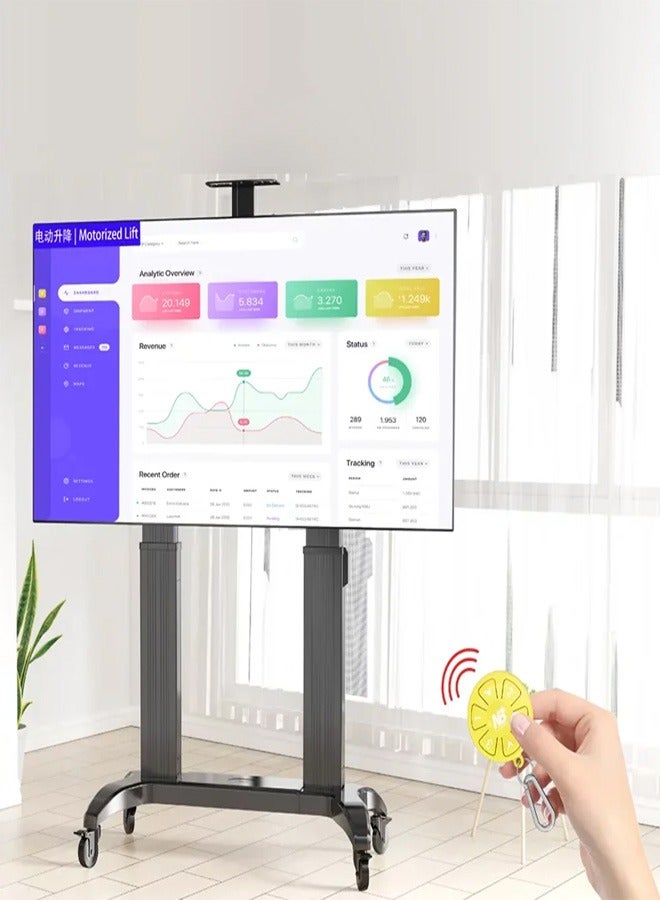 Skill Tech SH TW100 W Motorized Telescopic Height Adjustable Aluminum TV Stand for 75–110 Inch Screens, VESA 200x200 to 1000x600mm, Max Load 136.4kg – Heavy Duty Mobile TV Stand Black - Image 4