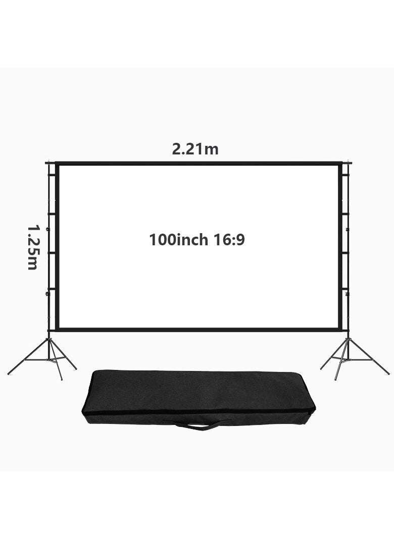 FlashHawk - 100 inch 16:9 Outdoor and Indoor Portable Projector Screen with 2M High Tripod Stands - Image 1
