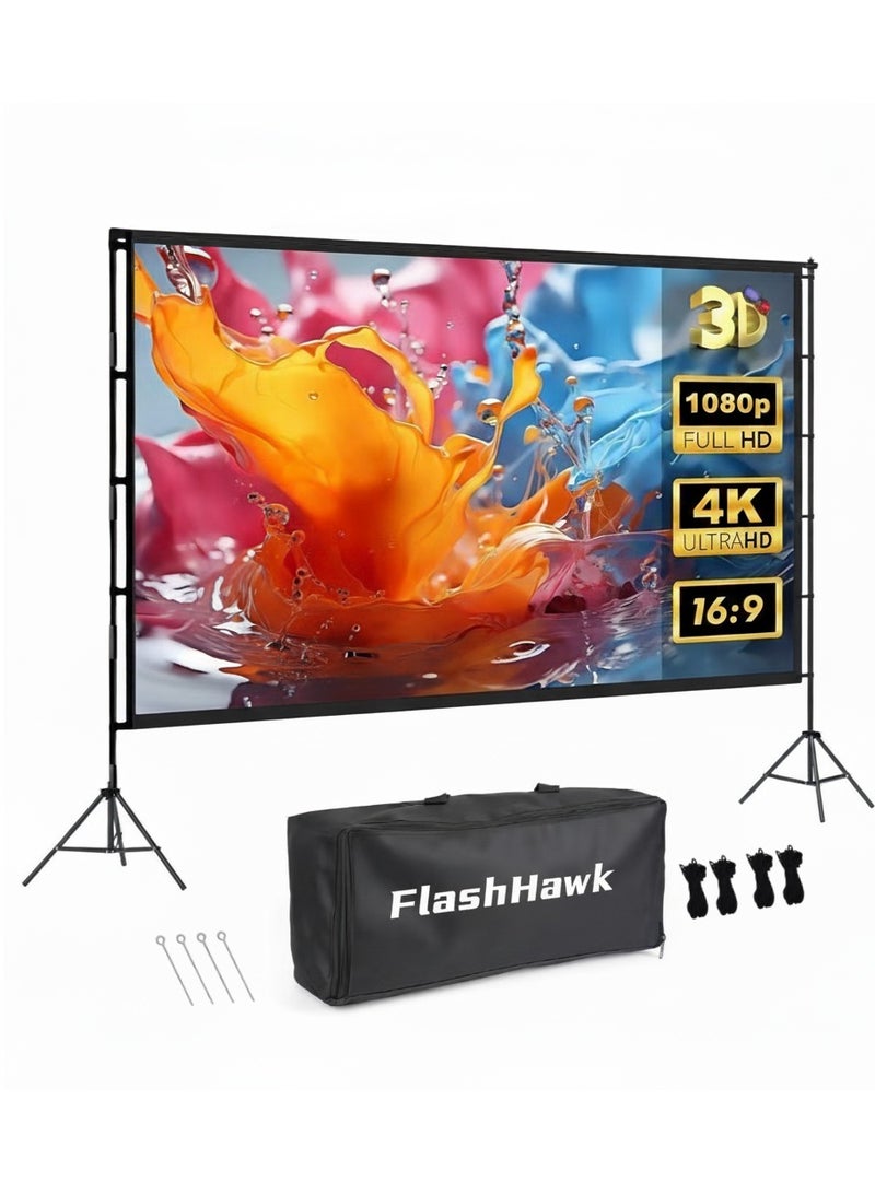 فلاشهوك شاشة عرض محمولة 100 بوصة 16: 9 خارجية وداخلية مع 2.6M حامل ثلاثي القوائم عالي - Image 1