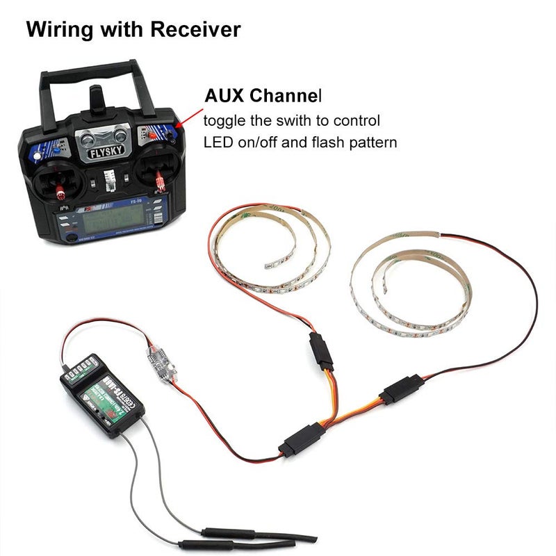 elechawk Remote Controlled LED Light Strip for RC Fixed Wing Airplane Flying Wing Plane AR Wing Drone Model Car Truck - Image 2